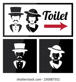 Retro Toilet and Restroom Sign