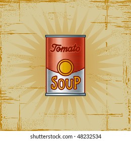 Retro Tomato Soup Can. Vector