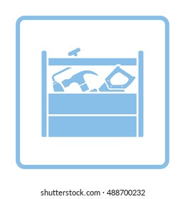 Retro tool box icon. Blue frame design. Vector illustration.