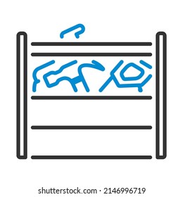 Symbol für das Retro-Tool-Feld Feines Rahmendesign mit bearbeitbarer Hubbreite. Vektorgrafik.