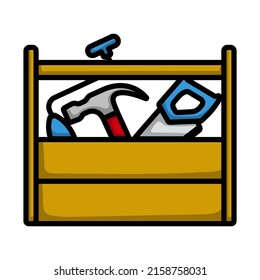Retro Tool Box Icon. Editable Bold Outline With Color Fill Design. Vector Illustration.