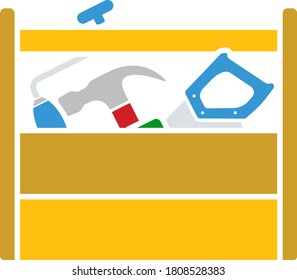 Retro Tool Box Icon. Flat Color Design. Vector Illustration.