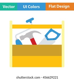 Retro tool box icon. Flat color design. Vector illustration.