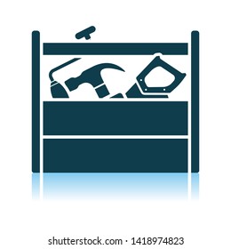 Retro Tool Box Icon. Shadow Reflection Design. Vector Illustration.
