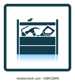 Retro tool box icon. Shadow reflection design. Vector illustration.