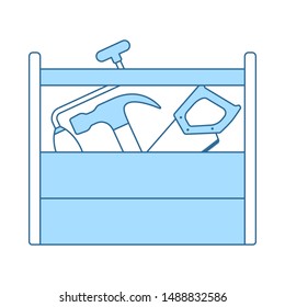 Retro Tool Box Icon. Thin Line With Blue Fill Design. Vector Illustration.