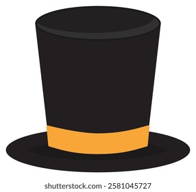 Retro top hat flat vector icon on white background isolated on white background.