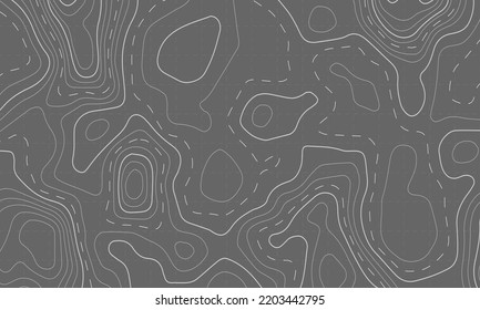 Retro topography map. White geographic contour map. Abstract outline grid.