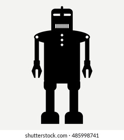 retro toy cyborg, retro robot, vector robot silhouette 