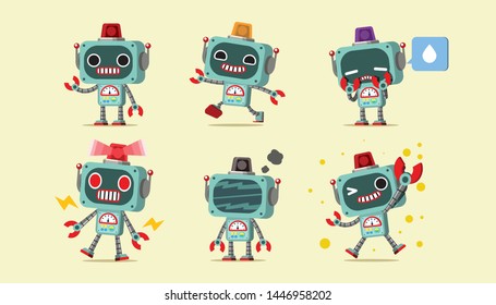 Retro Toy Robot Mascot Set