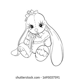 Retro toy Teddy hare contours