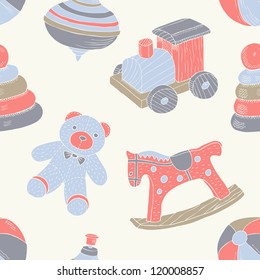 retro toys seamless pattern