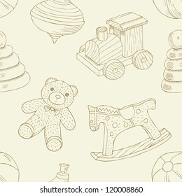 retro toys seamless pattern