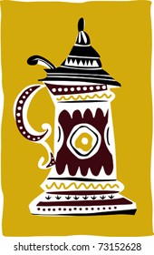 Retro Traditional Beer Mug Stein Vector Illustration