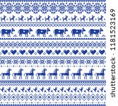 Retro traditional cross-stitch vector seamless pattern - repetitive background inspired Swiss old style embroidery with flowers and animals