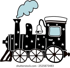 Ilustración vectorial de Doodle de tren retro
