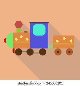 retro train flat style Icon and illustration