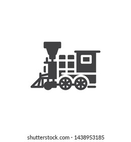 Retro train vector icon. Old steam locomotive filled flat sign for mobile concept and web design. Vintage Locomotive glyph icon. Symbol, logo illustration. Vector graphics