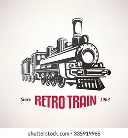 retro train, vintage  vector symbol, emblem, label template