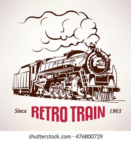 retro train, vintage  vector symbol, emblem, label template