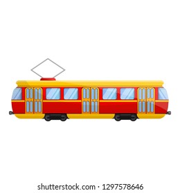 Retro tram car icon. Cartoon of retro tram car vector icon for web design isolated on white background