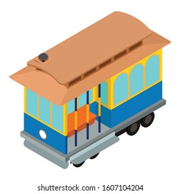 Retro tram car icon. Isometric of retro tram car vector icon for web design isolated on white background