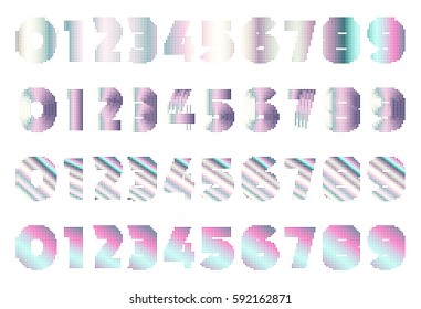 Retro trandy. Set of numbers 80s color style. Vector illustration.