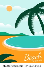 Retro travel poster beach travel