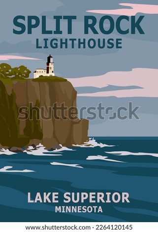 Retro Travel poster Split Rock Lighthouse Minnesota Foto d'archivio © 