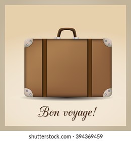 Retro, travel suitcase icon on elegant background. Vector art.