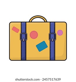 Icono de maleta de viaje retro sobre fondo blanco Ilustración vectorial colorida para el elemento de diseño de viajes y turismo.