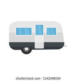 Retro travel trailer icon. Flat illustration of retro travel trailer vector icon for web isolated on white