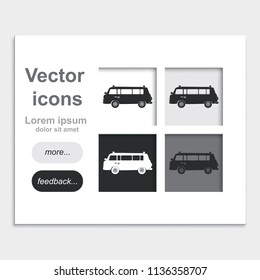Retro travel van placed on web page template flat vector icon. Vintage transport illustration.
