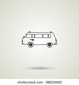 Retro travel van. Vintage transport icon.