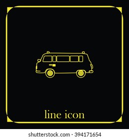 Retro travel van. Vintage transport icon.