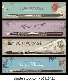 retro travel or writing banners