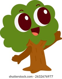Una ilustración de carácter de árbol retro