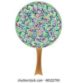 retro tree isolated on white background, abstract vector art illustration