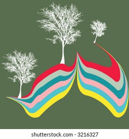 retro tree rainbow