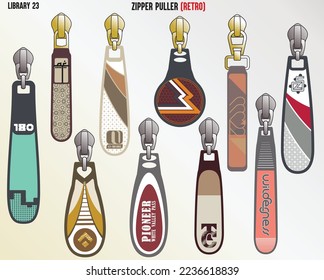 Retro Trend Zipper Slider and Pullers for Unisex Use Men and Women Illustration Vector Sketch