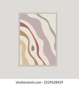 Retro Trendy Abstract Poster Print  Liquid Lines Pattern Background Vector Design