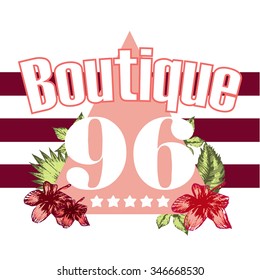 Retro triangle illustration boutique vector with numbers print and slogan isolated on white background