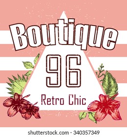 Retro triangle illustration pink vector print and slogan isolated on pink background
