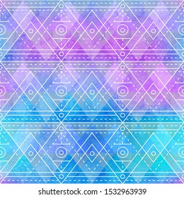 Retro triangle pattern with watercolor texture.