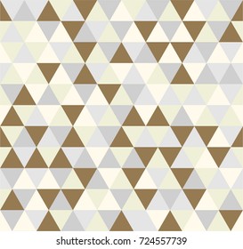 Retro triangle repeating seamless pattern vector, in cream, brown, light green and two shades of gray