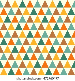 Retro triangle seamless pattern. Autumn geometric background. Vector illustration.