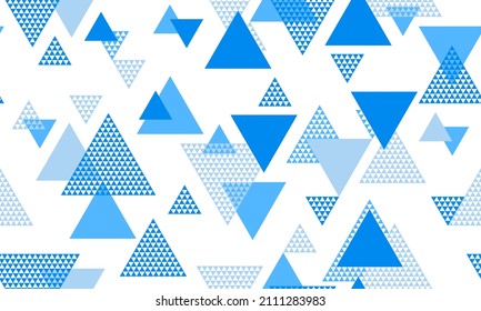 Retro triangle shapes seamless pattern graohic design. Wallpaper print. Colorful triangles motion. Mix triangular shapes endless pattern.