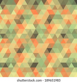 Retro triangular background. Colorful hipster pattern with triangle mosaic.