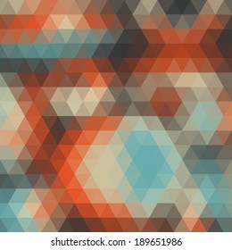 Retro triangular background. Colorful hipster pattern with triangle mosaic.