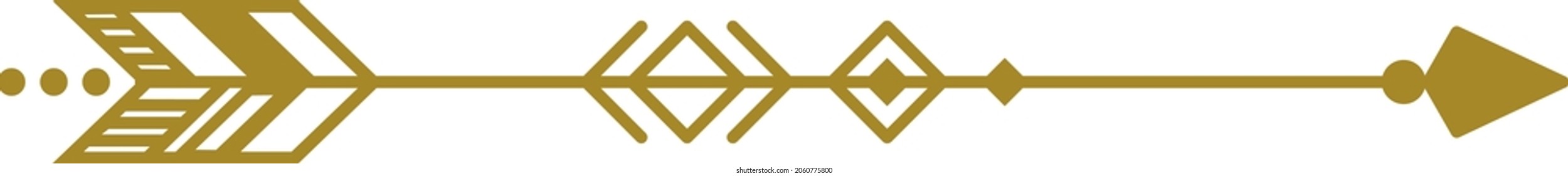 Retro tribal arrow. Vintage hand drawn decorative divider.